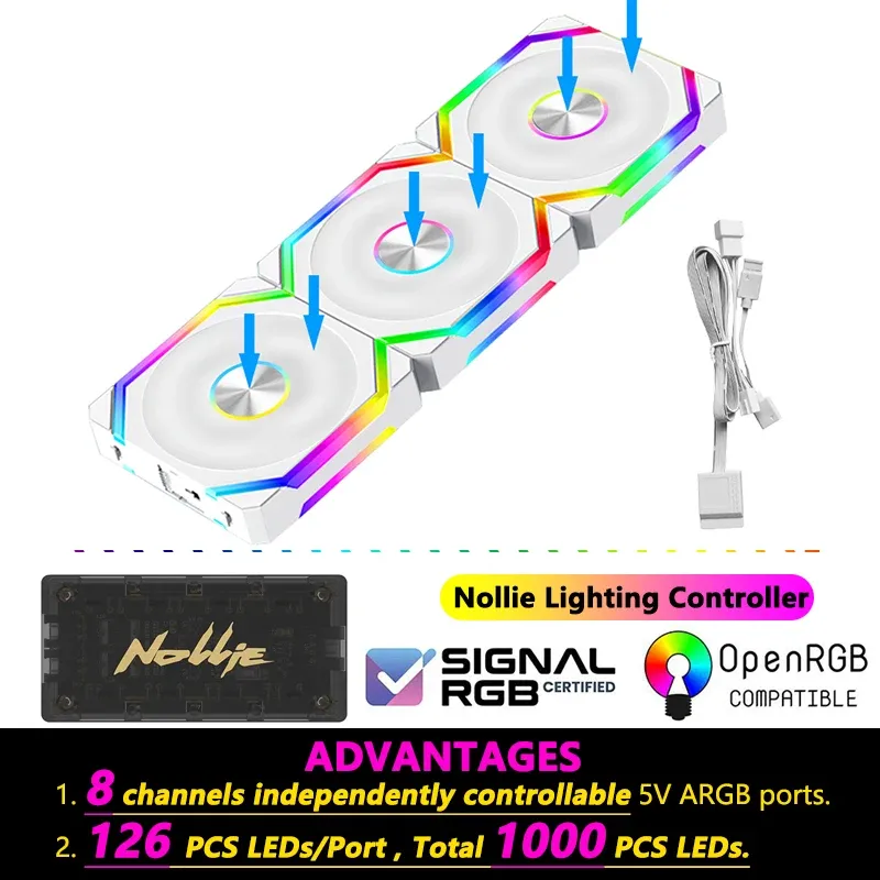 Ventilateur JUMPEAK CS120 ARGB 120 mm, modulaire et empilable, silencieux, kit RGB pour boîtier PC, compatible radiateurs 240 mm et 360 mm 29