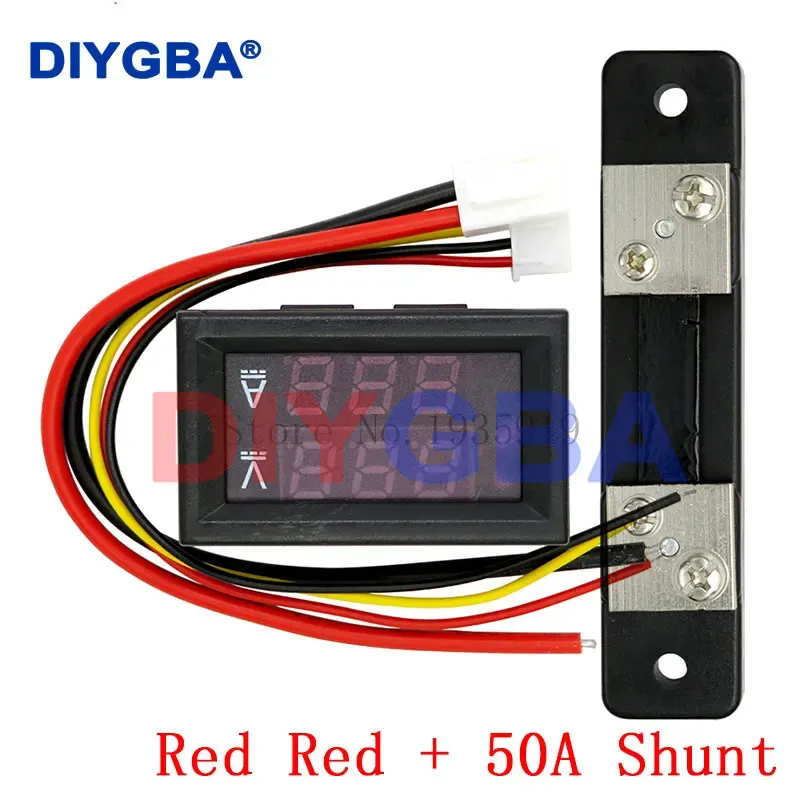 Mini voltmètre numérique et ampèremètre CC 0-100 V 50 A, affichage LED double, avec shunt 9