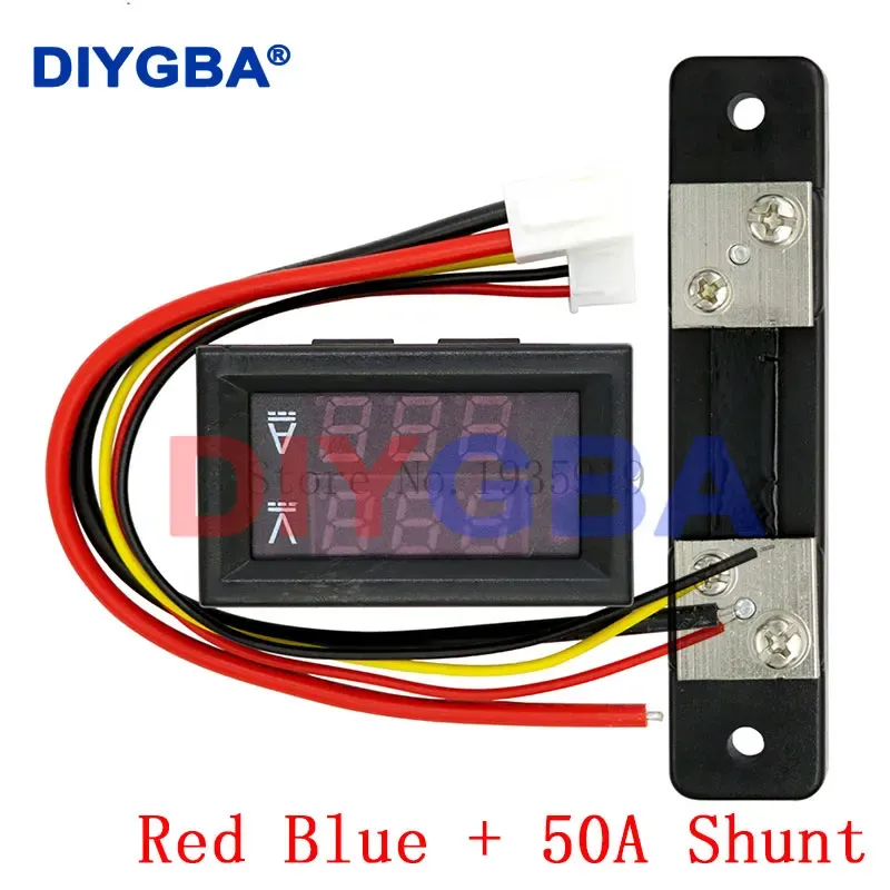 Mini voltmètre numérique et ampèremètre CC 0-100 V 50 A, affichage LED double, avec shunt 11