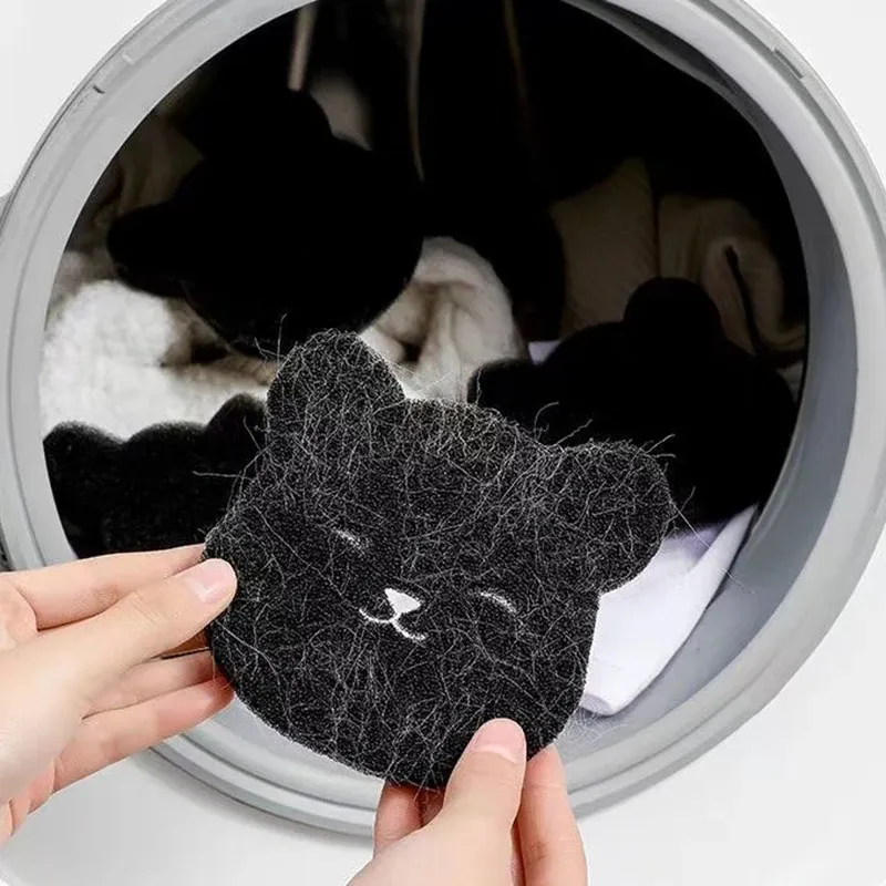 2/4 ensembles de rouleaux épilateurs réutilisables pour animaux de compagnie, éponge collante ours, lavable en machine, compatible lave-linge et sèche-linge, noir