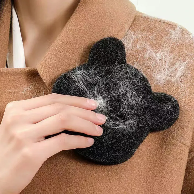 2/4 ensembles de rouleaux épilateurs réutilisables pour animaux de compagnie, éponge collante ours, lavable en machine, compatible lave-linge et sèche-linge, noir 2