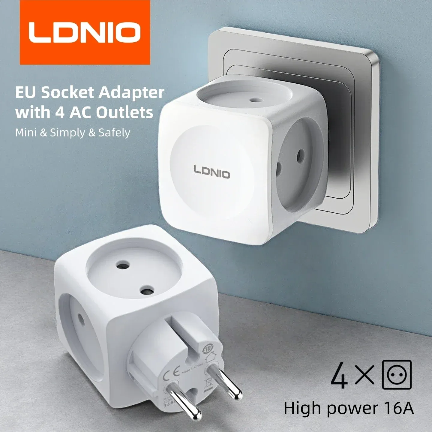 LDNIO Adaptateur multiprise EU 1 vers 4, 16 A, fiche 2 broches - Image 1