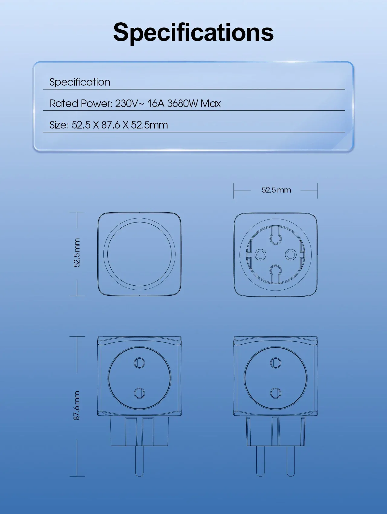 LDNIO Adaptateur multiprise EU 1 vers 4, 16 A, fiche 2 broches 6