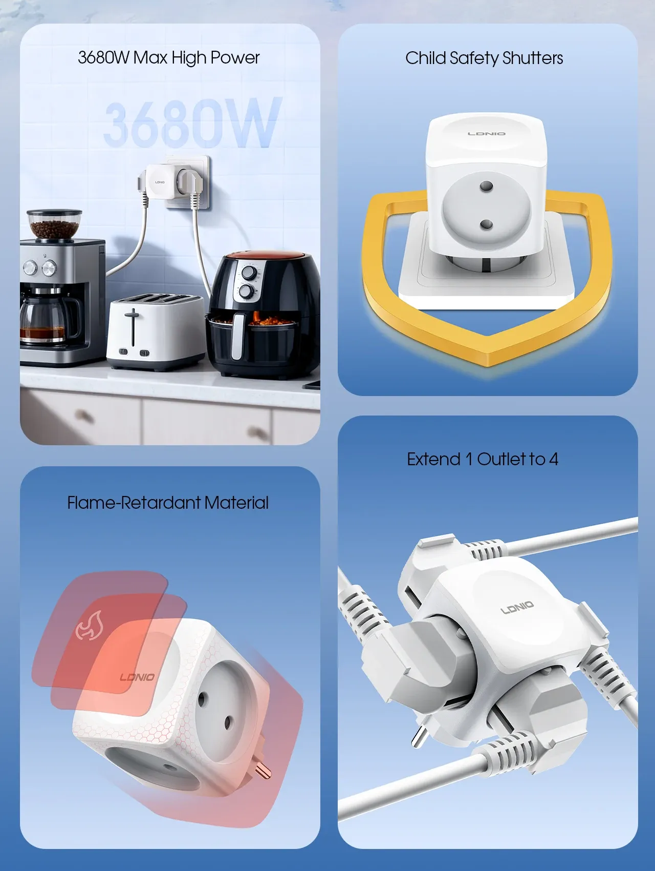 Adaptateur LDNIO, design compact