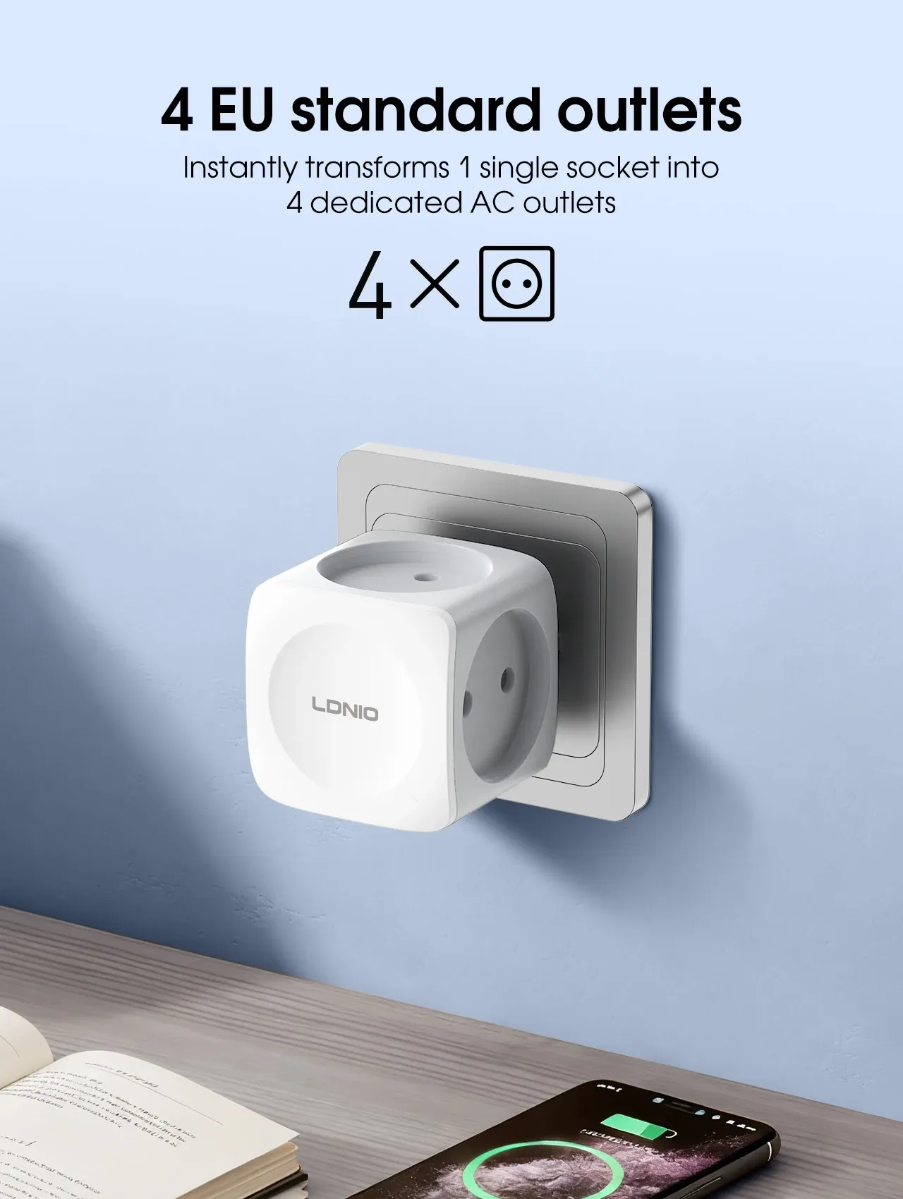 Adaptateur LDNIO, prises électriques européennes