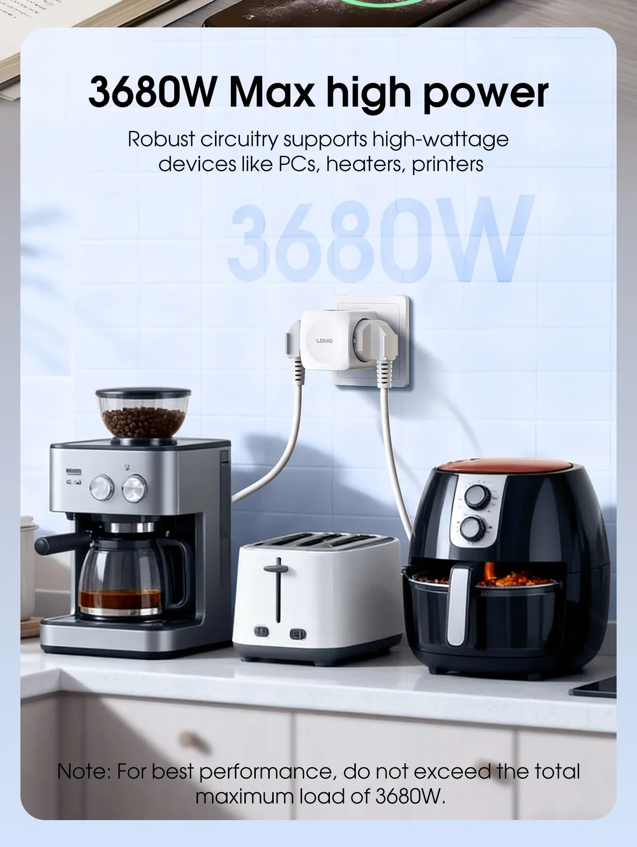 Adaptateur LDNIO, forte puissance