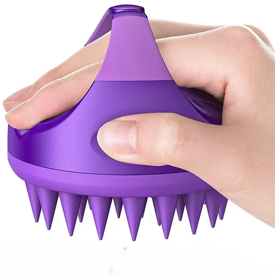 Brosse de massage du cuir chevelu en silicone souple pour le lavage et l'élimination des pellicules
