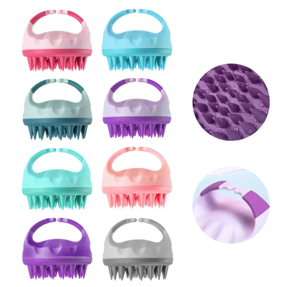 Brosse de massage du cuir chevelu en silicone souple pour le lavage et l'élimination des pellicules 2