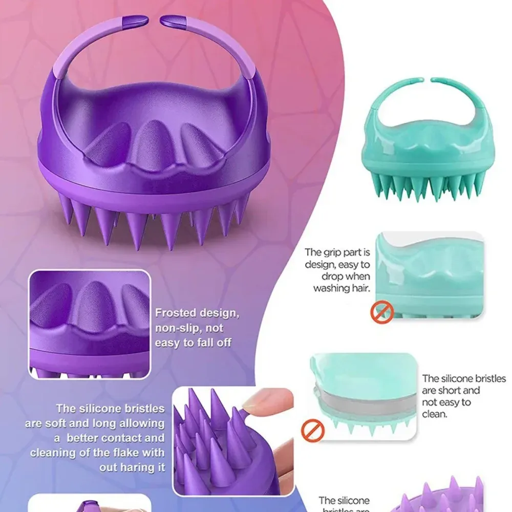 Brosse de massage du cuir chevelu en silicone souple pour le lavage et l'élimination des pellicules 5