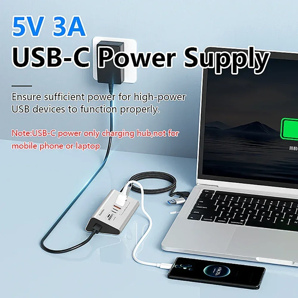Station d'accueil USB 3.2 10 Gbps en alliage d'aluminium avec hub USB-C, lecteur de cartes et 8 à 9 ports pour PC et ordinateur portable 2