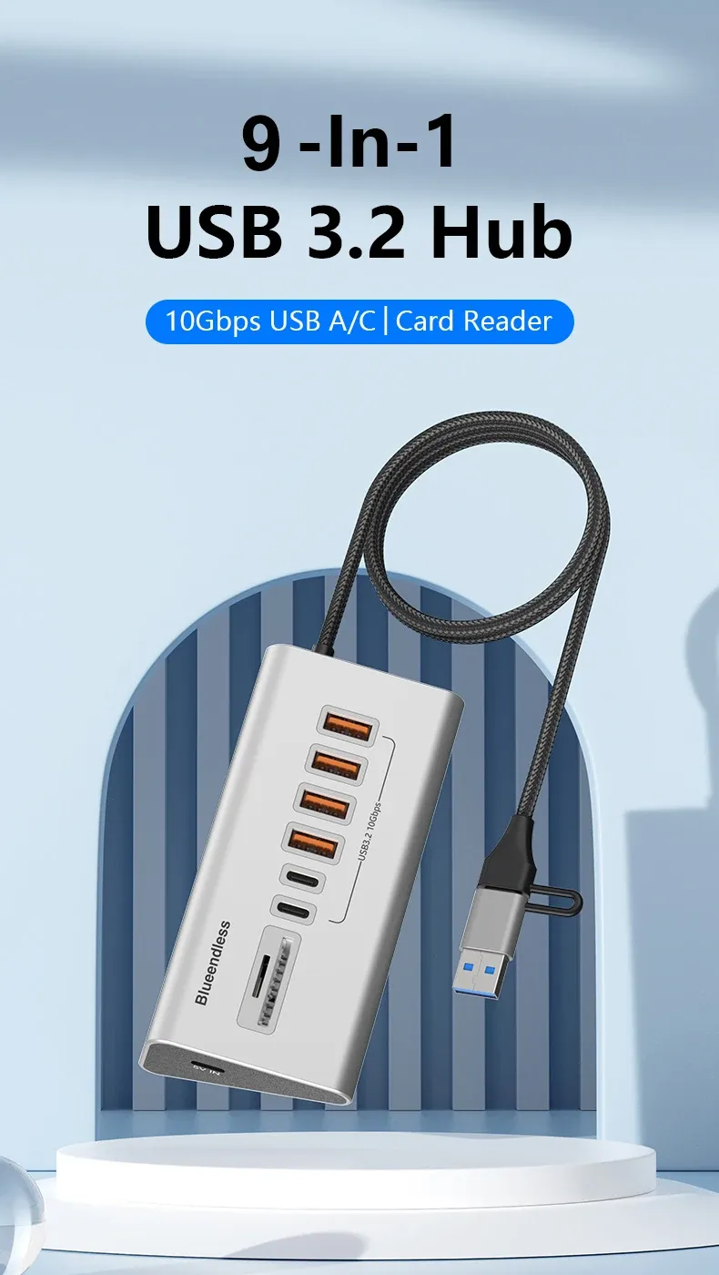 Hub USB multifonction avec lecteur de cartes