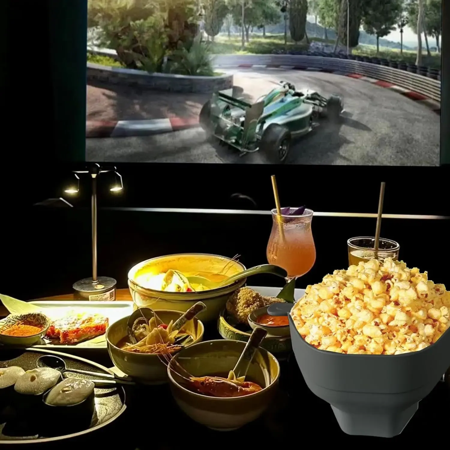 Bol à pop-corn en silicone, présentation