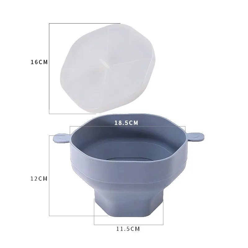Bol à pop-corn en silicone pour micro-ondes avec couvercle, seau familial pliable 7