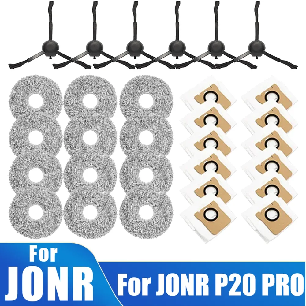 Accessoires pour robot aspirateur JONR P20 PRO : brosse latérale, lingette microfibre et sac à poussière de rechange - Image 1