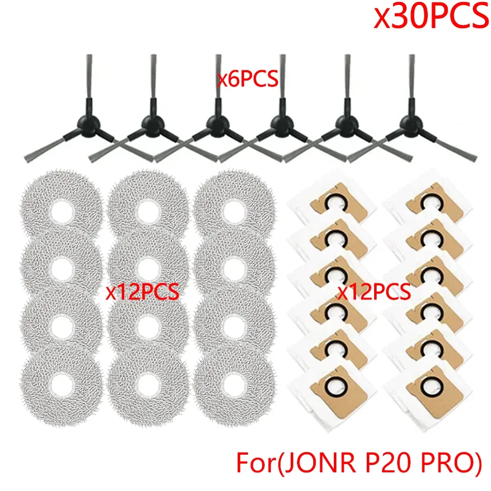 Accessoires pour robot aspirateur JONR P20 PRO : brosse latérale, lingette microfibre et sac à poussière de rechange 16