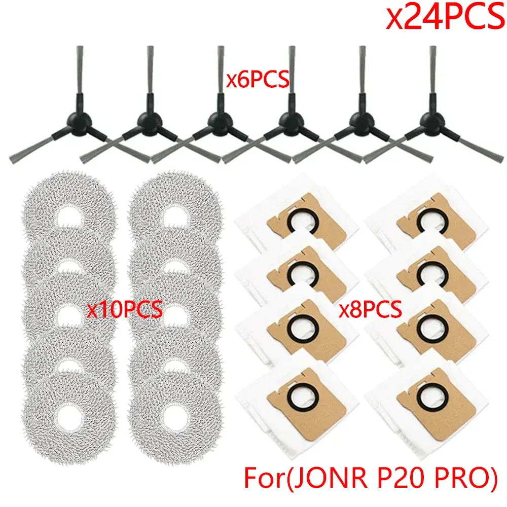 Accessoires pour robot aspirateur JONR P20 PRO : brosse latérale, lingette microfibre et sac à poussière de rechange 17