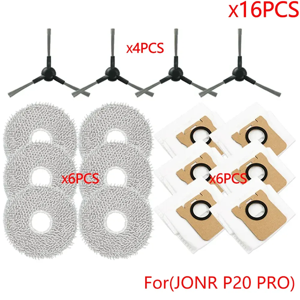 Accessoires pour robot aspirateur JONR P20 PRO : brosse latérale, lingette microfibre et sac à poussière de rechange 14