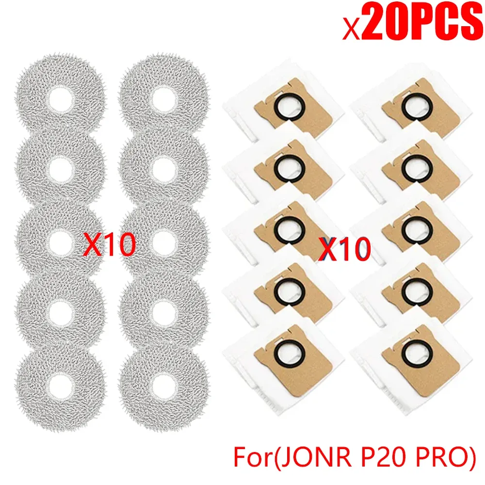 Accessoires pour robot aspirateur JONR P20 PRO : brosse latérale, lingette microfibre et sac à poussière de rechange 15