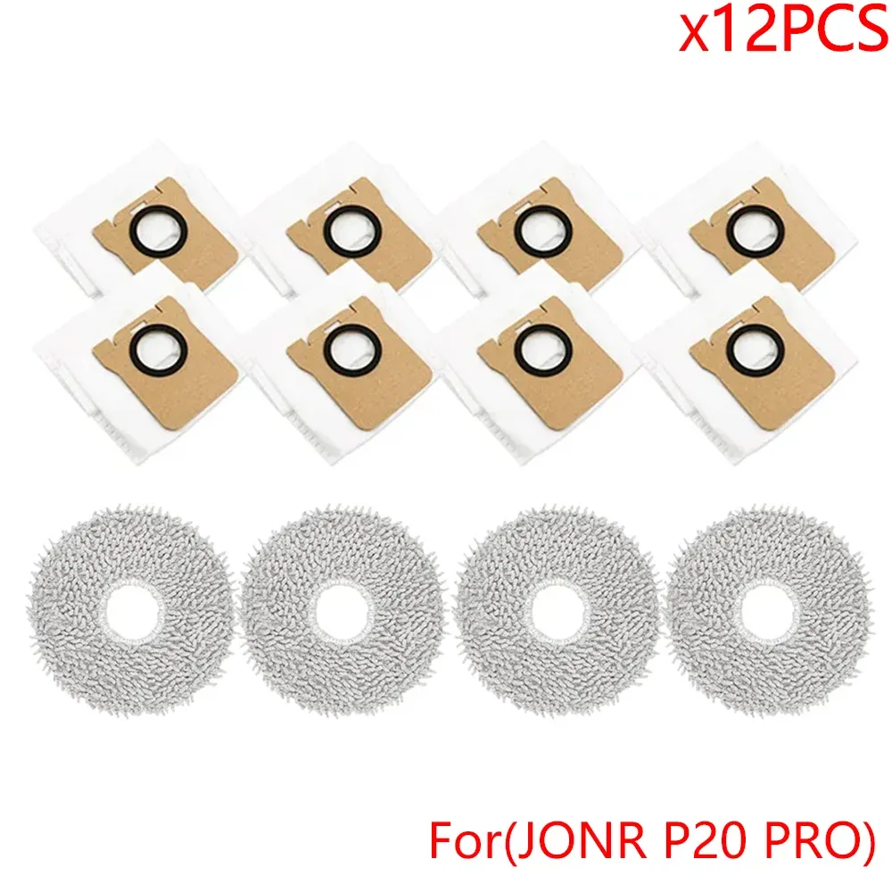 Accessoires pour robot aspirateur JONR P20 PRO : brosse latérale, lingette microfibre et sac à poussière de rechange 12