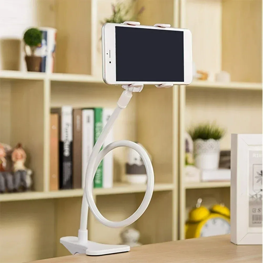 Support de téléphone universel réglable à bras long pour bureau, compatible iPhone, Samsung, Xiaomi et Huawei