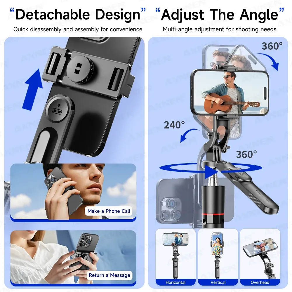Trépied perche à selfie F16 à 8 sections (1708 mm), télécommande Bluetooth, rotation à 360°, filetage 1/4", compatible smartphone et caméra vlog 3