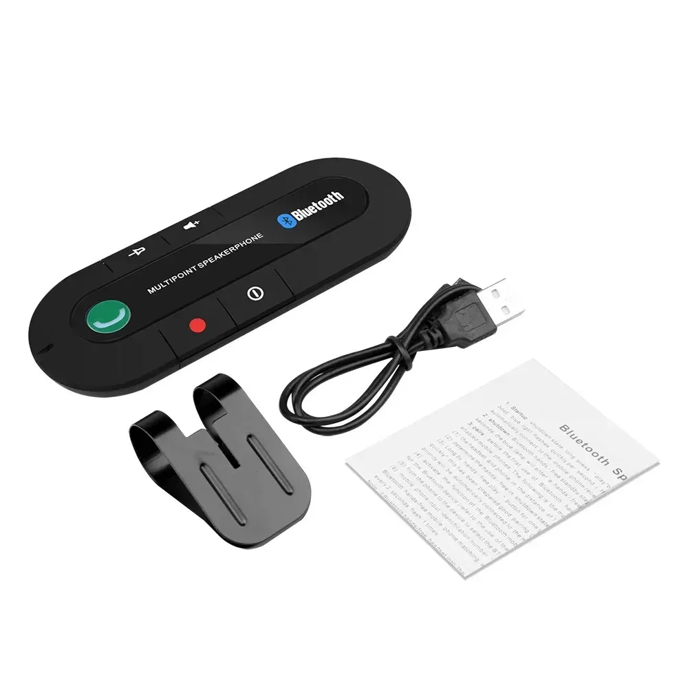 Haut-parleur Bluetooth pour voiture avec kit mains libres et clip pare-soleil, récepteur audio sans fil et lecteur MP3 stéréo 7