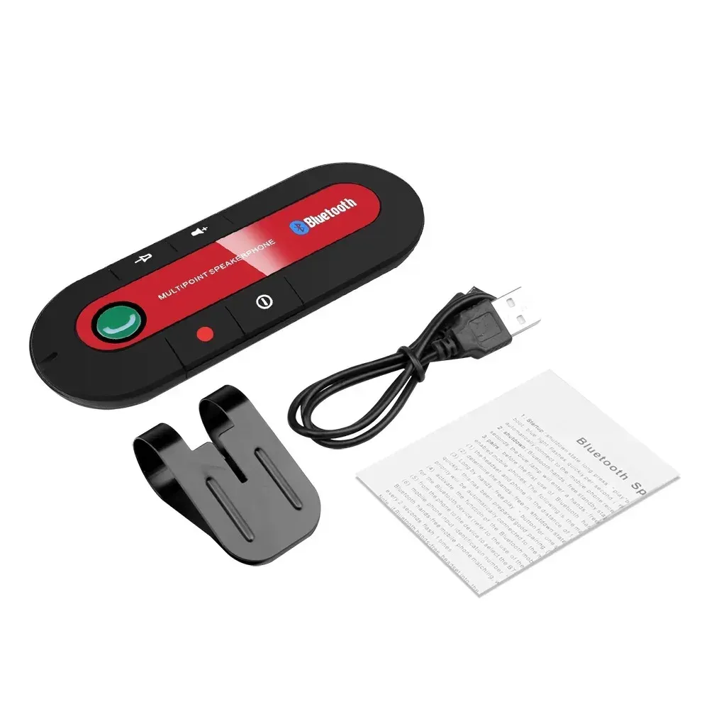 Haut-parleur Bluetooth pour voiture avec kit mains libres et clip pare-soleil, récepteur audio sans fil et lecteur MP3 stéréo 8