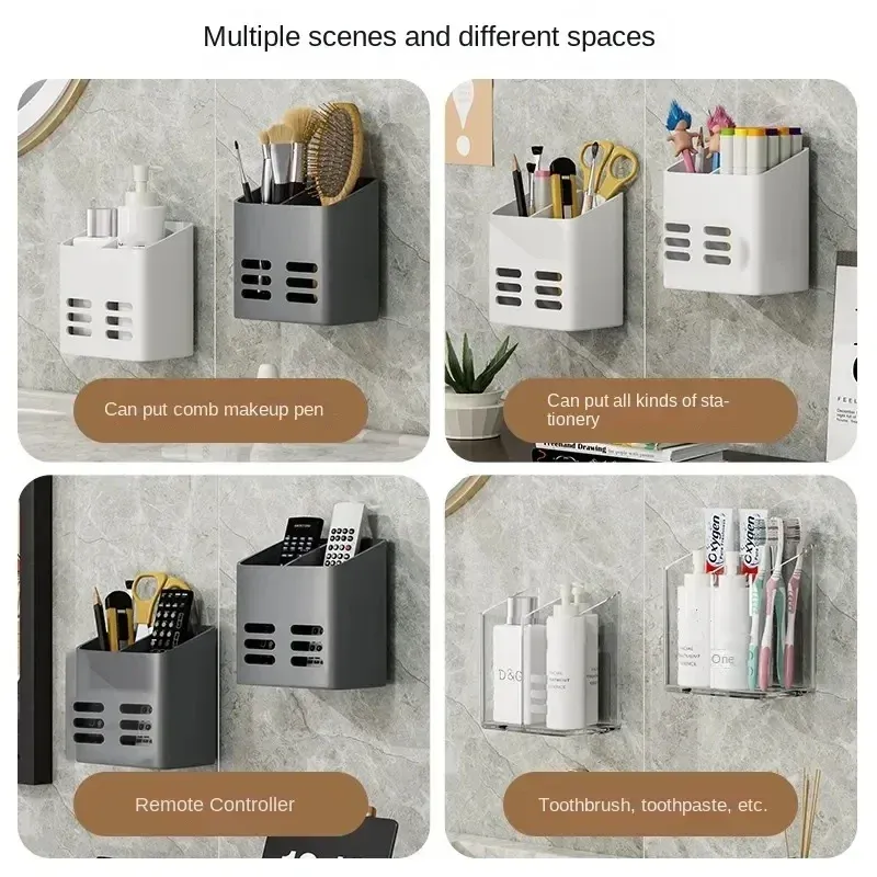 Étagère de salle de bain, organisateur de rangement de maquillage, sans perçage, étagère de toilette, peigne mural, support de produits de soins de la peau, accessoires de salle de bain 2