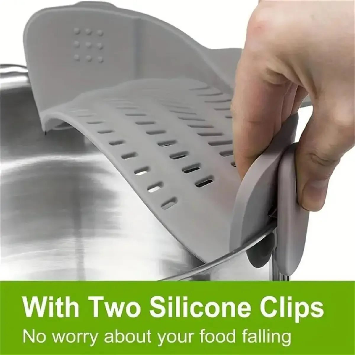 Passoire en silicone réglable à clipser pour casseroles et bols, idéale pour nouilles et pâtes, 1 pièce 4