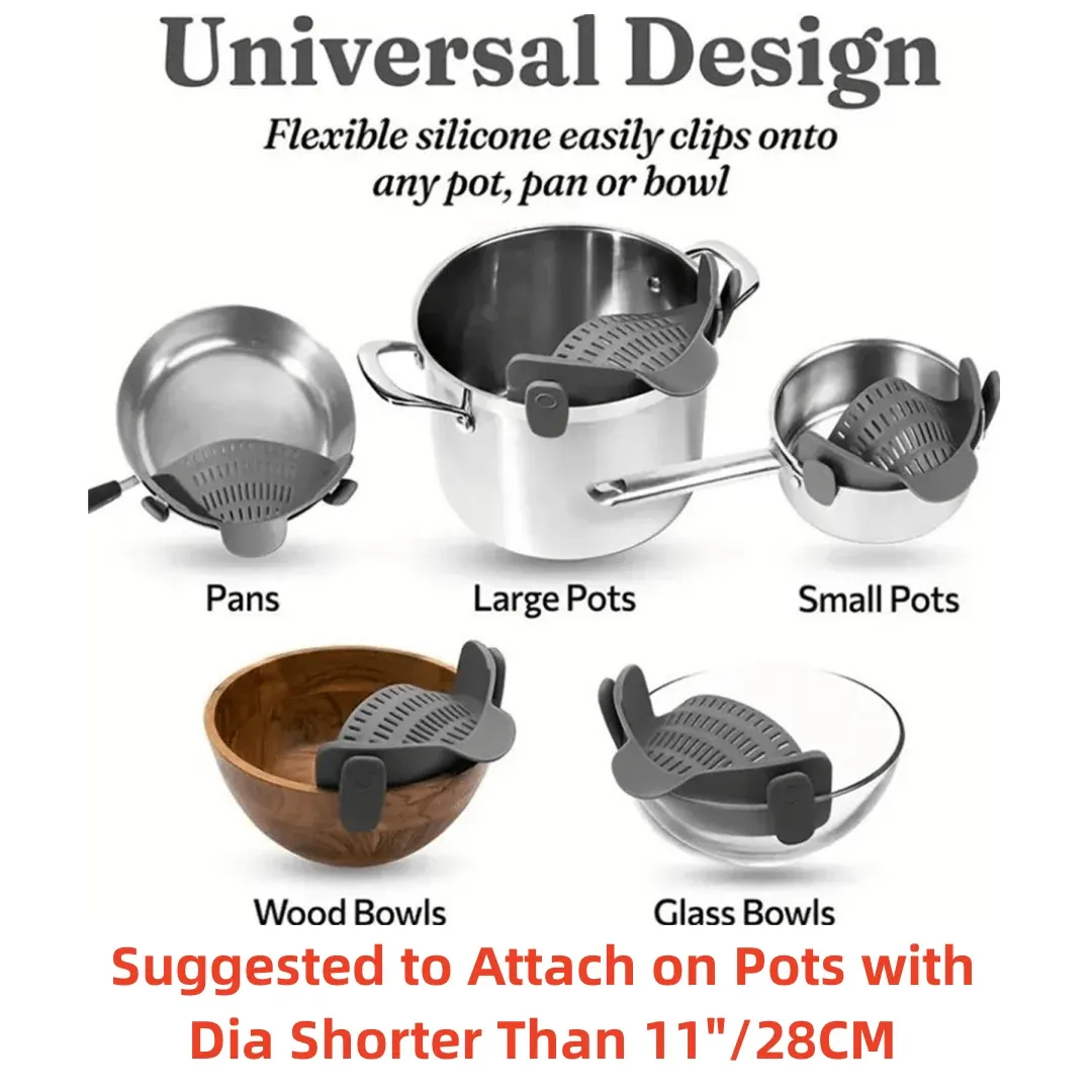 Passoire en silicone réglable à clipser pour casseroles et bols, idéale pour nouilles et pâtes, 1 pièce 6