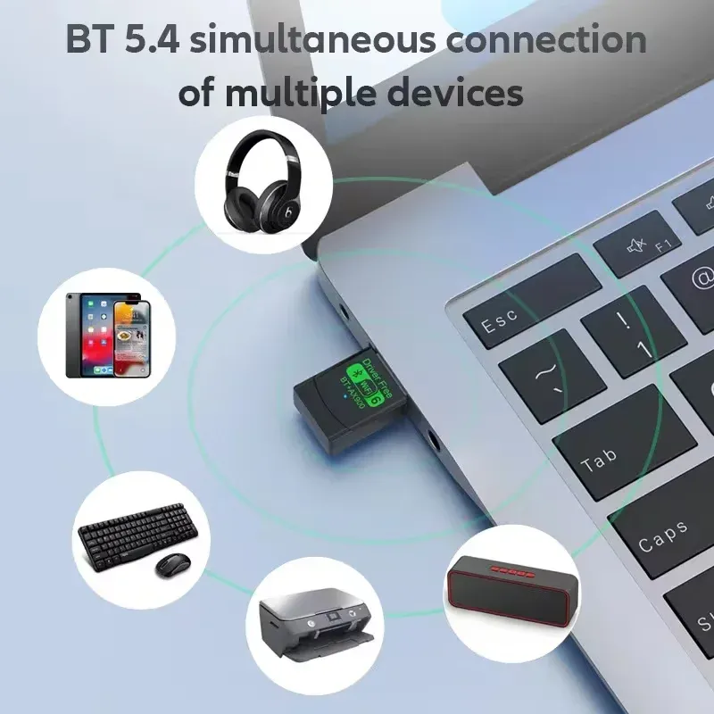 Adaptateur USB WiFi 6 et Bluetooth 5.4 AX900 2-en-1, double bande 2,4 GHz / 5 GHz 5