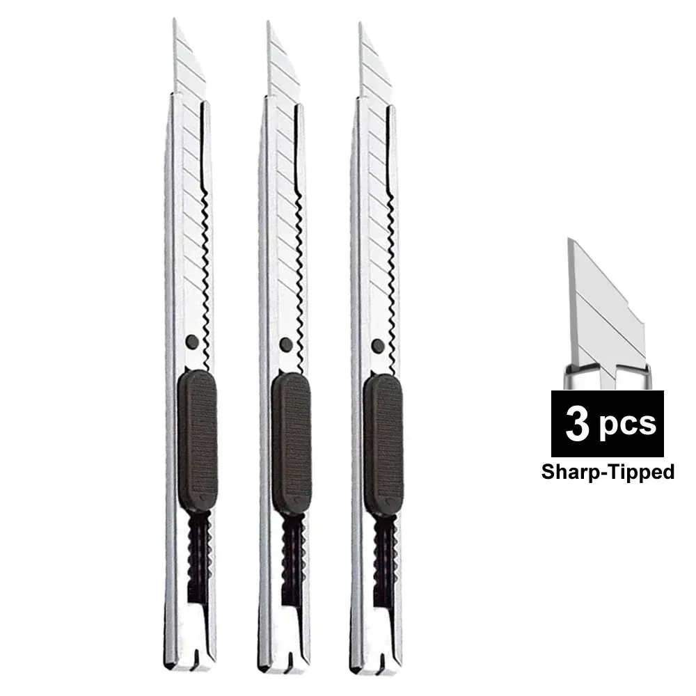 Couteau utilitaire en acier inoxydable avec boîte de coupe, lot de 1, 5 ou 10 pièces 14