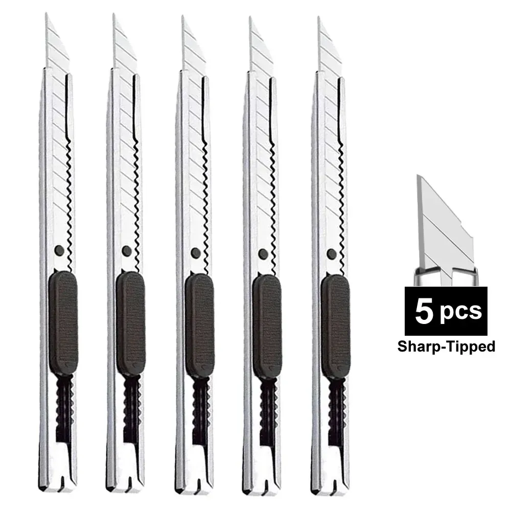 Couteau utilitaire en acier inoxydable avec boîte de coupe, lot de 1, 5 ou 10 pièces 15