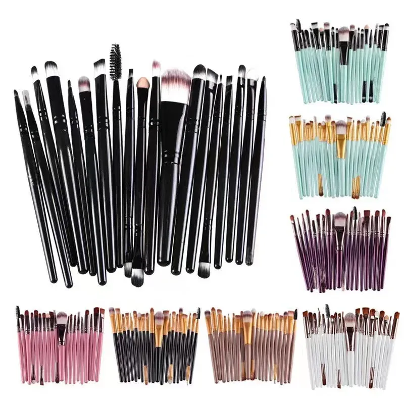 20 pinceaux à paupières complets, outil de beauté, logo neutre, pinceau à eyeliner offert 2
