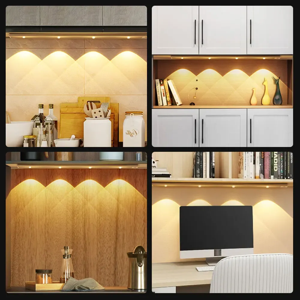 Veilleuse LED ultra-fine sans fil avec détecteur de mouvement, rechargeable par USB, pour éclairage d'armoire, de cuisine et de chambre 5