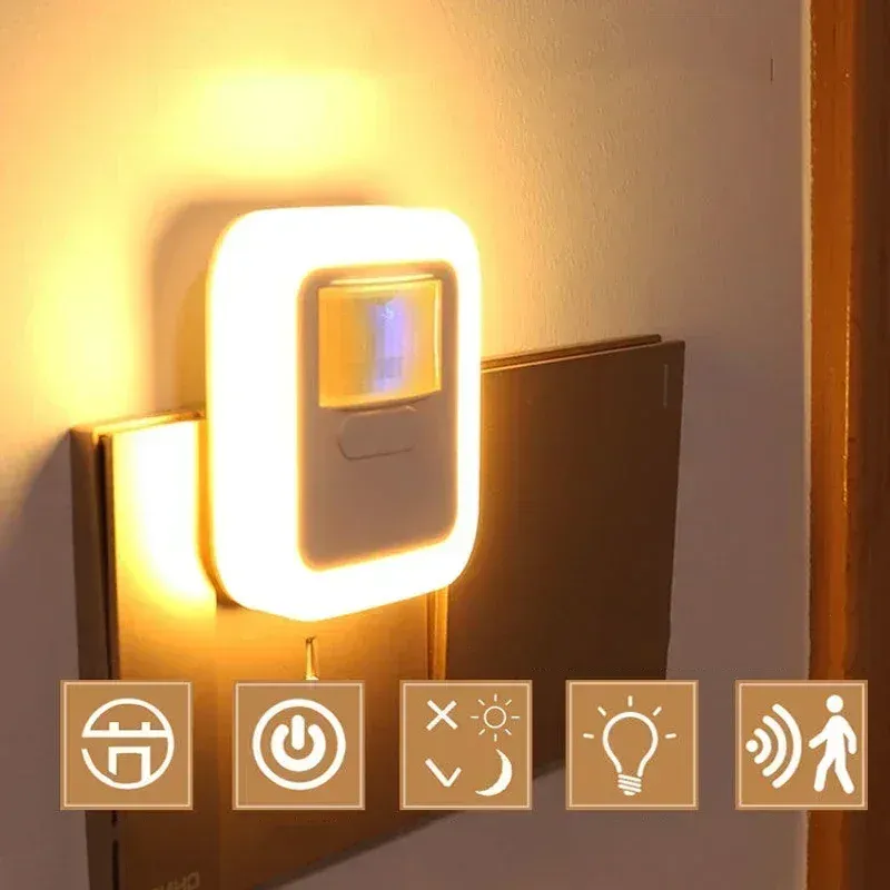 Veilleuse LED intelligente à détection de mouvement et de son, luminosité réglable