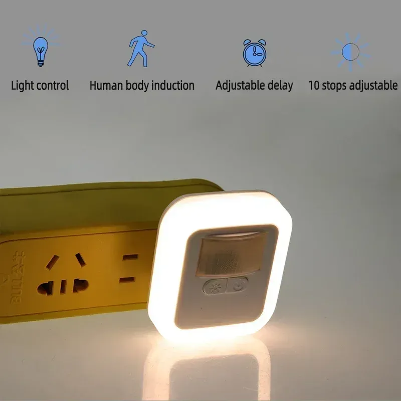 Veilleuse LED intelligente à détection de mouvement et de son, luminosité réglable 5