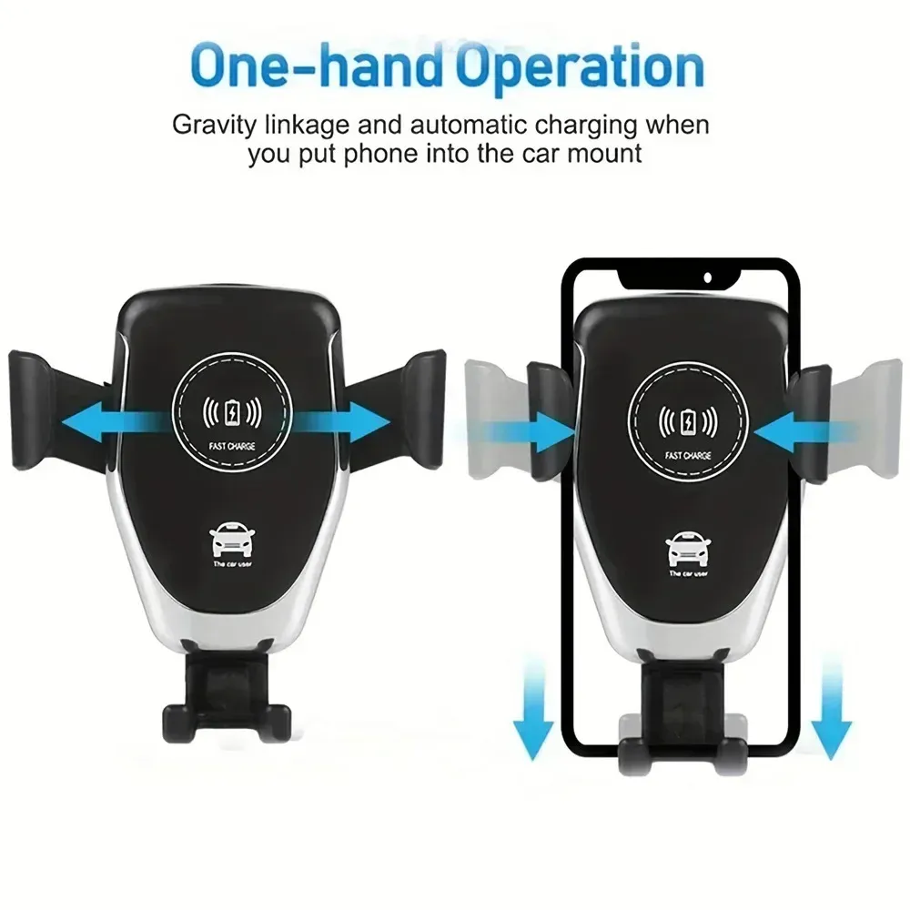 Support de téléphone de voiture avec chargeur sans fil rapide pour iPhone 17, 16, 15, 14, 13, 12 Pro Max, XR, Samsung, Xiaomi 2