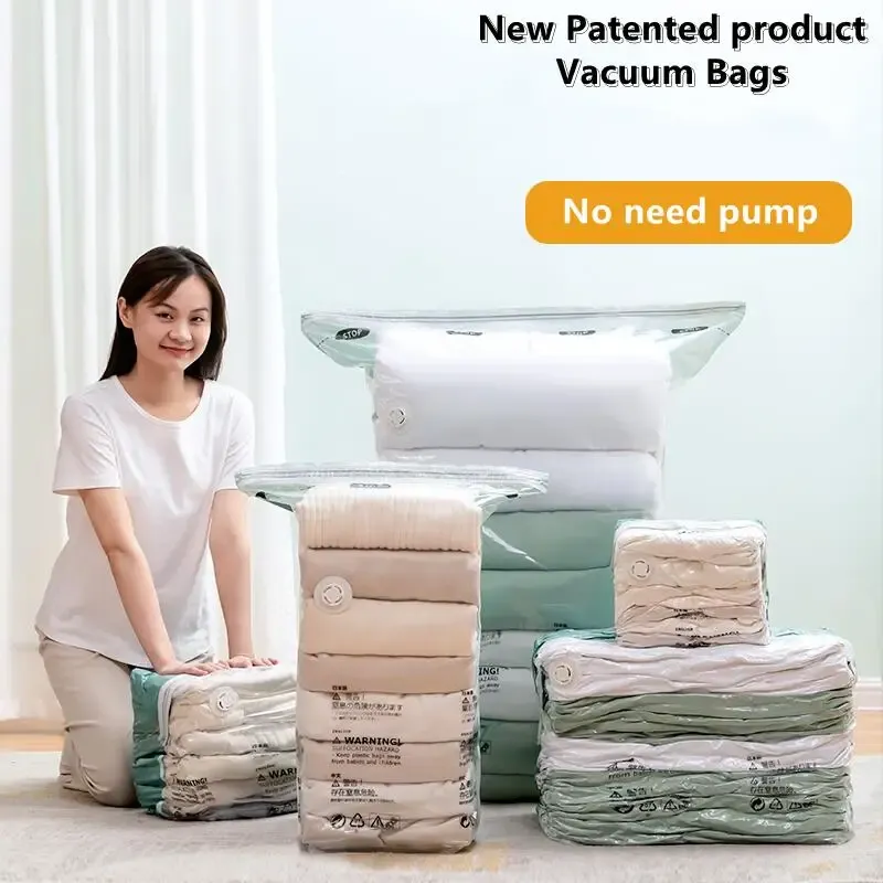 Sacs de rangement sous vide sans pompe, grand format, pour vêtements et couvertures 3