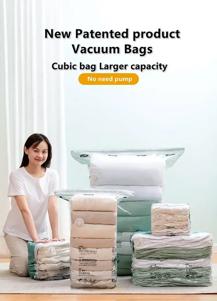Sac de rangement sous vide sans pompe, vue d'ensemble