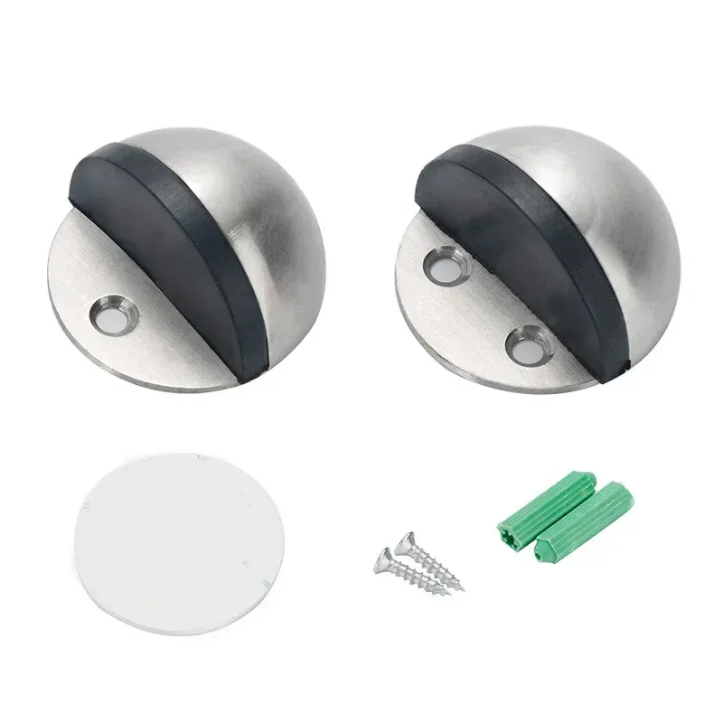 Butée de porte magnétique en caoutchouc et acier inoxydable, autocollante, sans perçage, à fixation au sol invisible 4