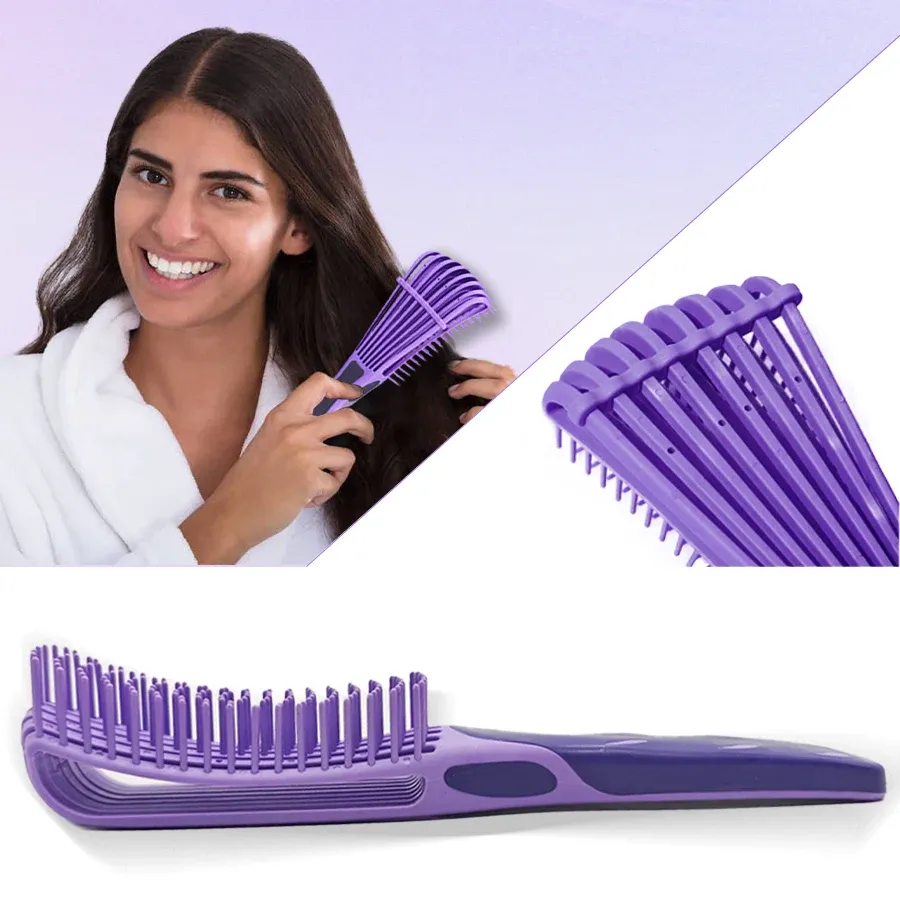 Brosse de massage du cuir chevelu avec poignée, 1 pièce, peigne lisse anti-pellicules, démêle les nœuds, peigne professionnel pour salon, outil de coiffure 3
