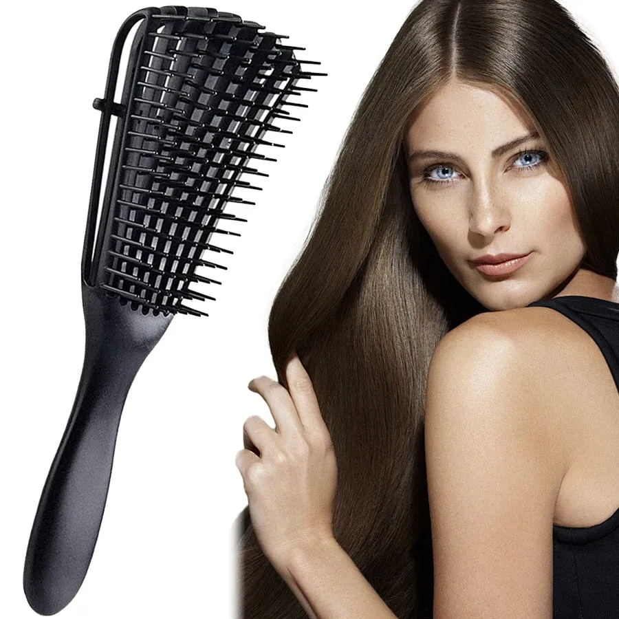 Brosse de massage du cuir chevelu avec poignée, 1 pièce, peigne lisse anti-pellicules, démêle les nœuds, peigne professionnel pour salon, outil de coiffure 7