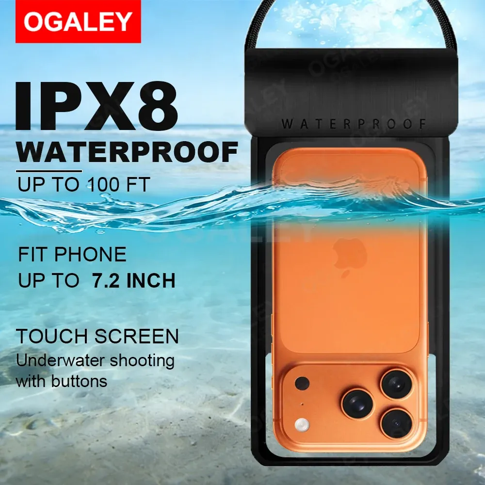 Pochette Étanche IPX8 pour iPhone 17 et 18 Pro Max, Compatible Écran Tactile, Idéale pour la Plage et la Croisière