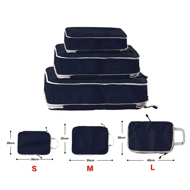 Cubes d'emballage pliables et compressibles en nylon, organisateur de bagages étanche avec poignée 7