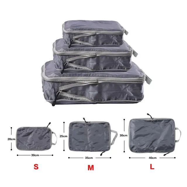 Cubes d'emballage pliables et compressibles en nylon, organisateur de bagages étanche avec poignée 6