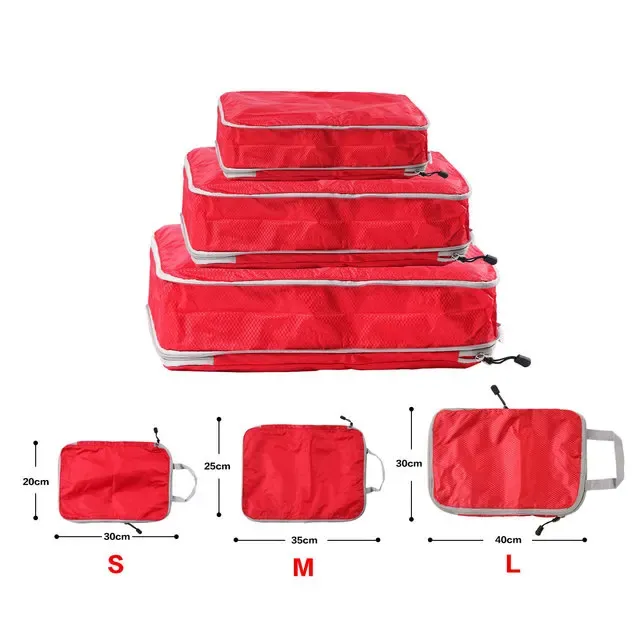Cubes d'emballage pliables et compressibles en nylon, organisateur de bagages étanche avec poignée 5