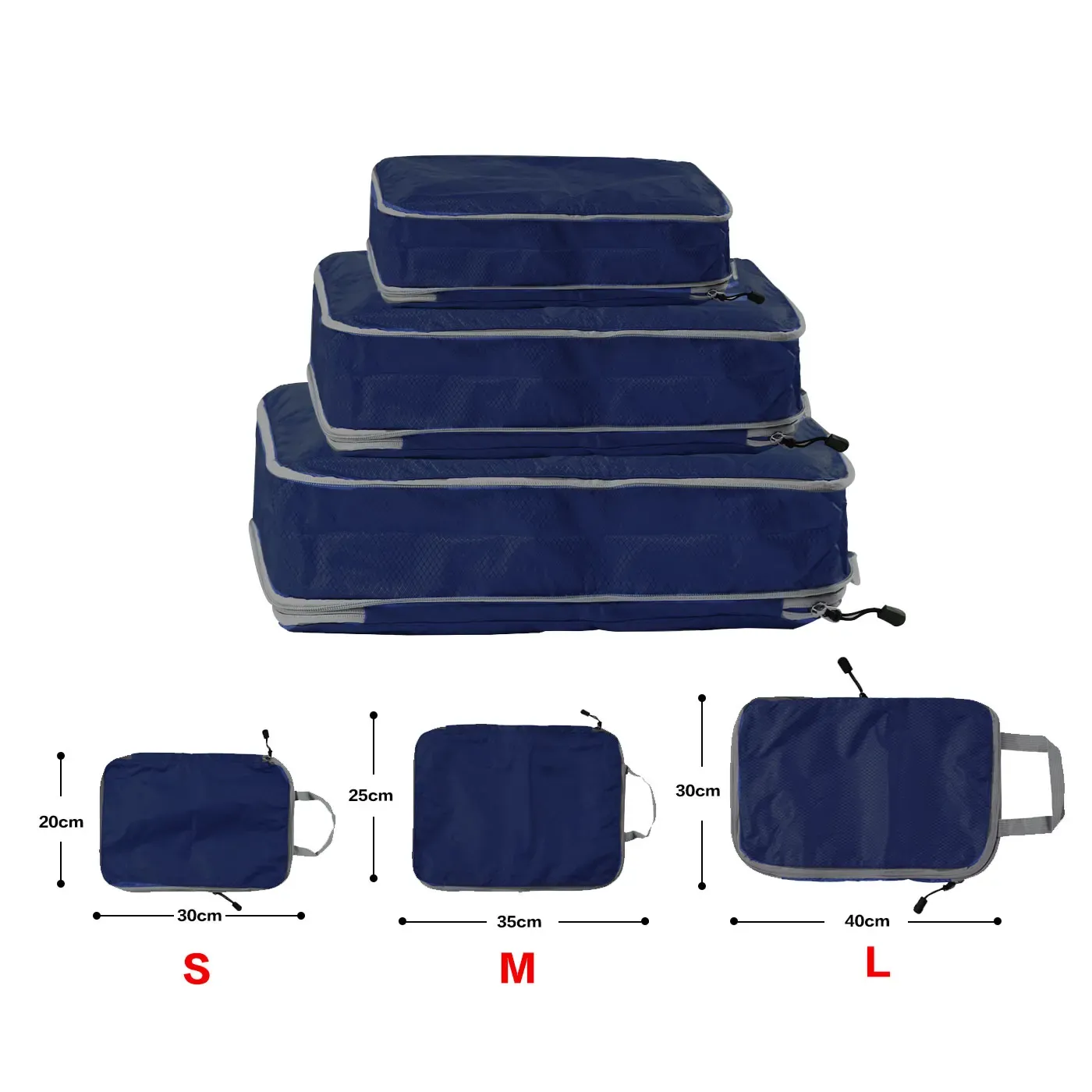 Cubes d'emballage pliables et compressibles en nylon, organisateur de bagages étanche avec poignée 9