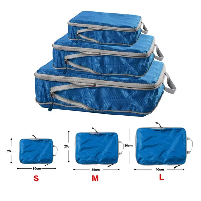 Cubes d'emballage pliables et compressibles en nylon, organisateur de bagages étanche avec poignée 8