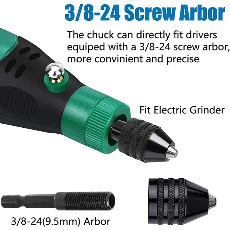 JENTORIX Mini Mandrin sans clé 0,3 mm à 8,0 mm pour perceuse électrique, adaptateur de mandrin pour tournevis avec tige hexagonale 1/4" et convertisseur de pince de serrage à extension 5